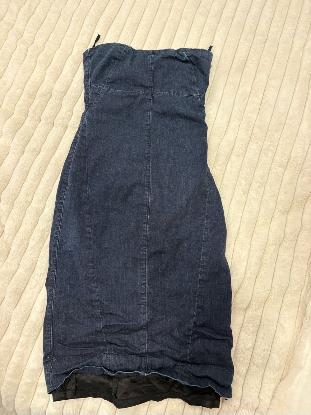 Club Monaco Indigo Strapless Denim Pencil Dress with Zipper Side Closure